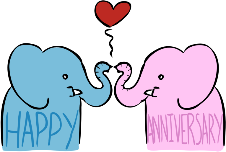 Happy Anniversary Elephants Love Heart Balloon