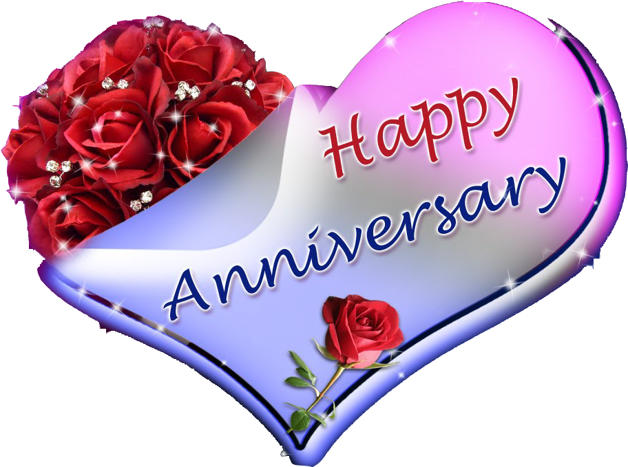 Happy Anniversary Heart Roses Graphic