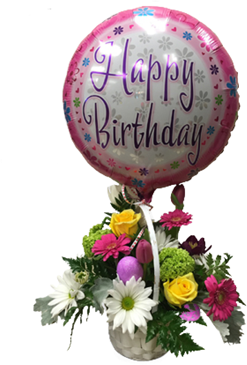 Happy Birthday Balloonand Flower Bouquet