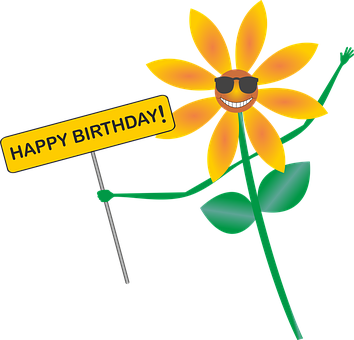 Happy Birthday Smiling Flower Cartoon