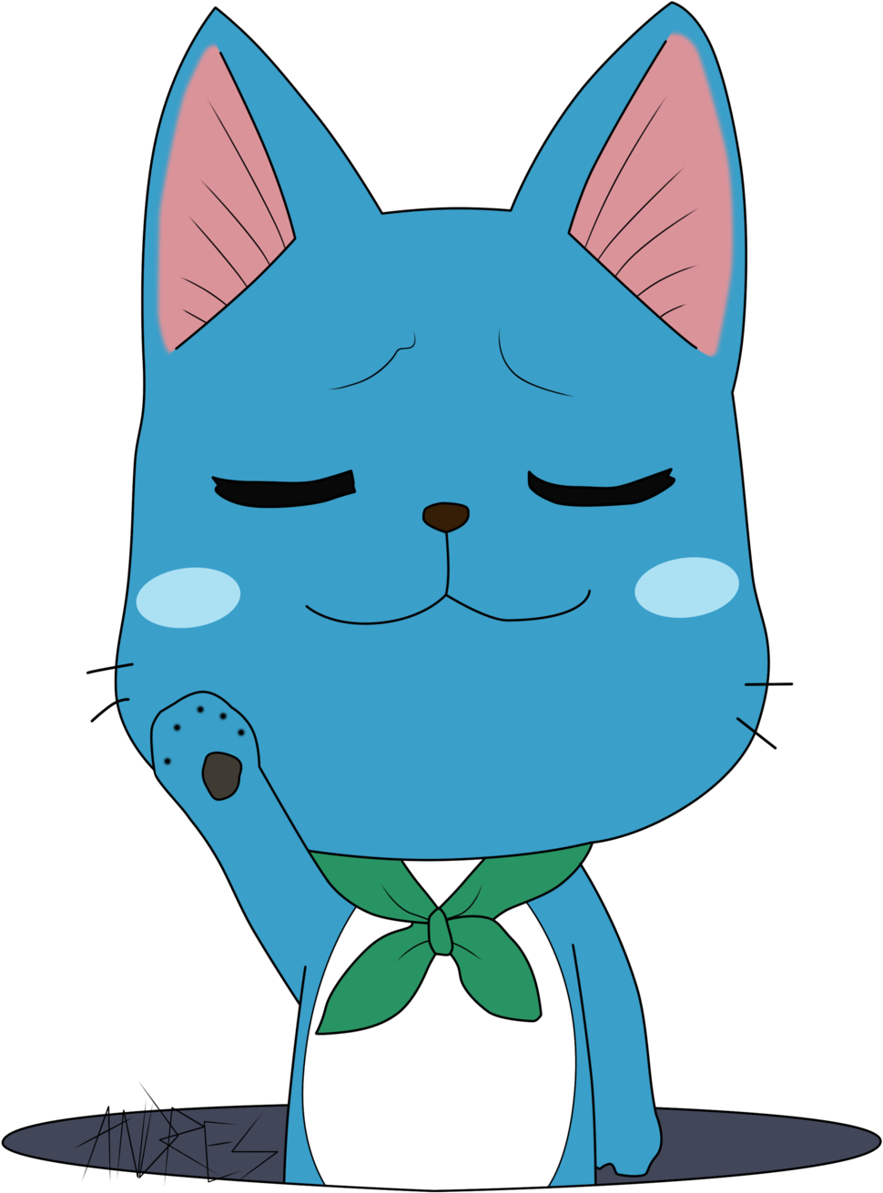 Happy Blue Cat Cartoon Character