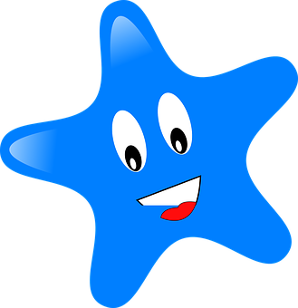 Happy Blue Star Cartoon Character