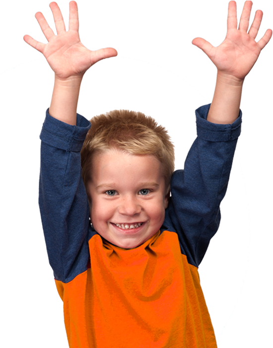 Happy Boy Raising Hands