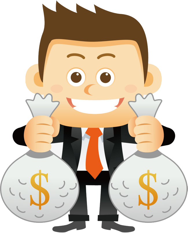 Happy Businessman Holding Money Bags Vector