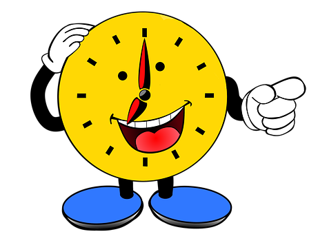 Happy Cartoon Clock Character