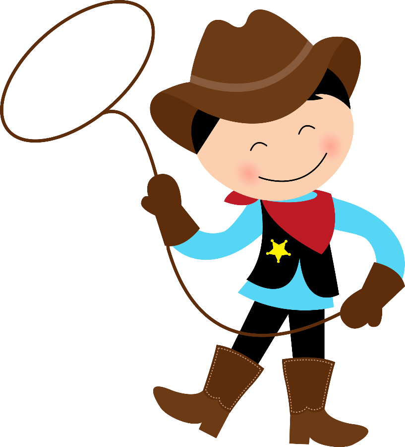 Happy Cartoon Cowboywith Lasso