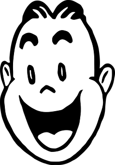 Happy Cartoon Face Blackand White