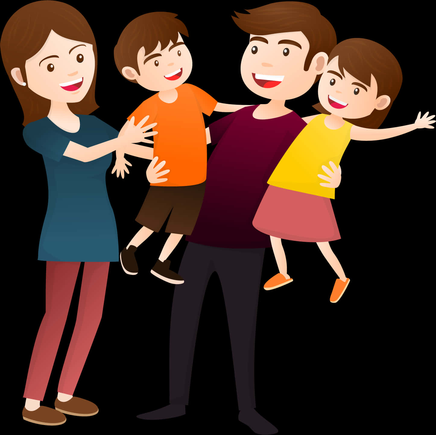 Happy Cartoon Family Illustration