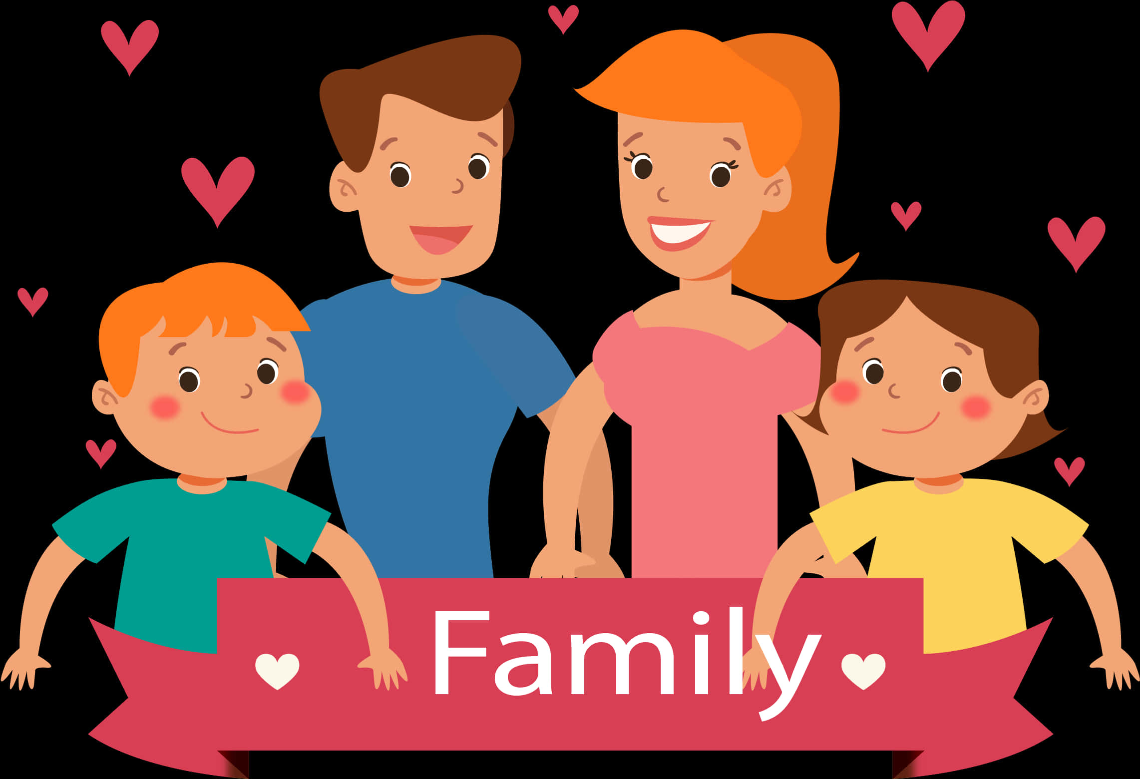 Happy Cartoon Family Love Banner