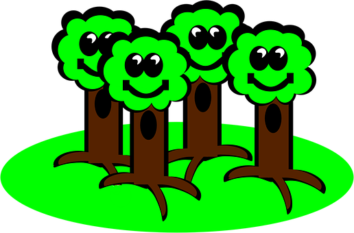 Happy Cartoon Forest Trees