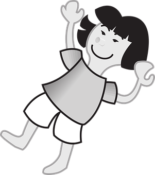 Happy Cartoon Girl Waving