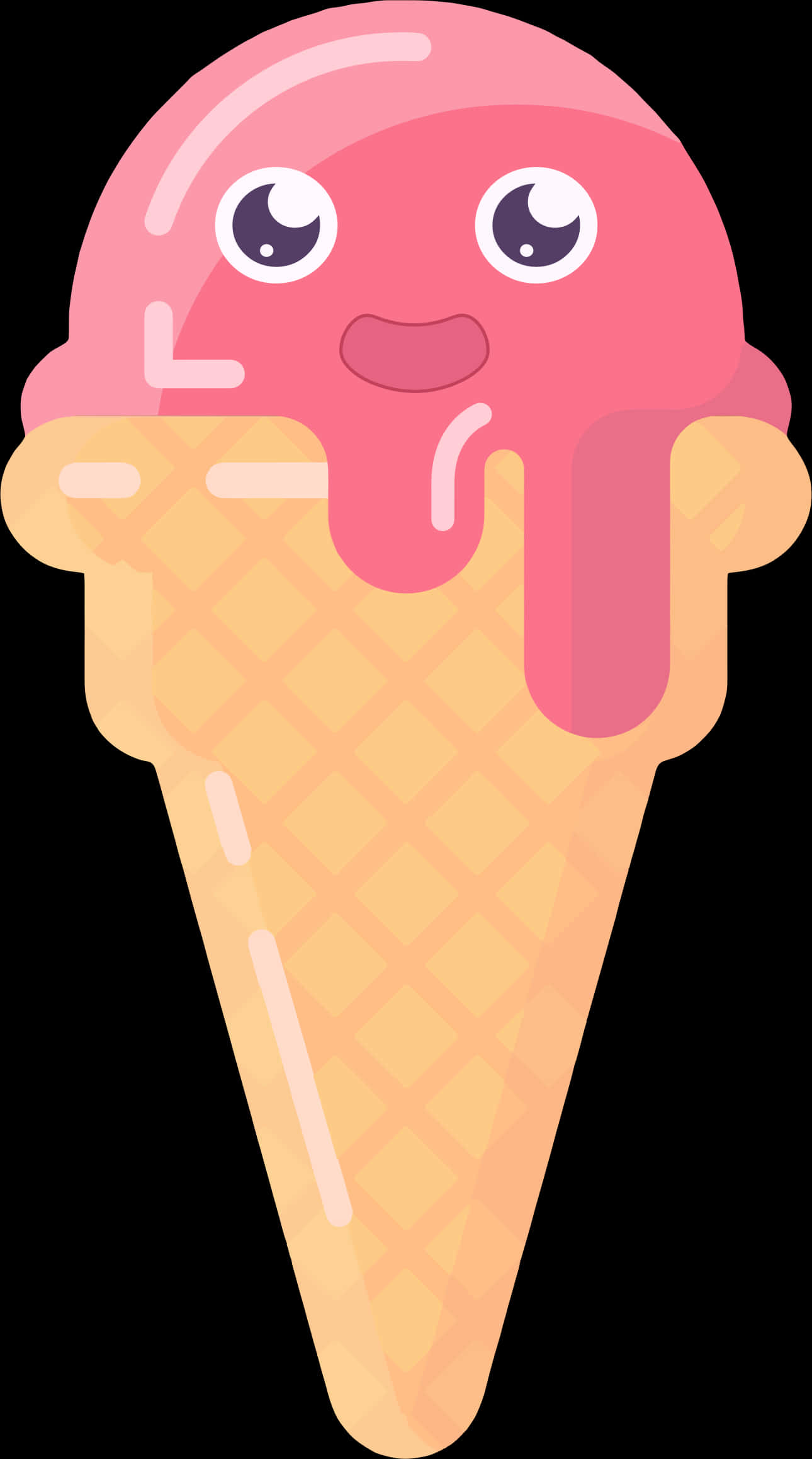 Happy Cartoon Ice Cream Cone