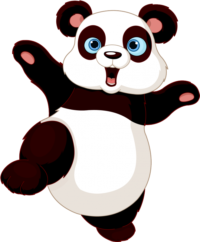 Happy Cartoon Panda Jumping