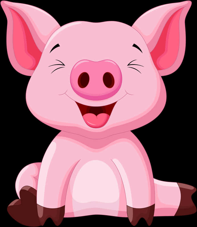 Happy Cartoon Pig Illustration