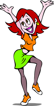 Happy Cartoon Woman Dancing