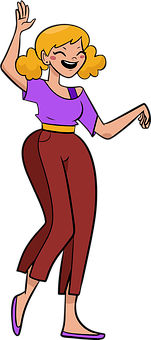 Happy Cartoon Woman Dancing