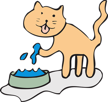 Happy Cat Drinking Water Illustration