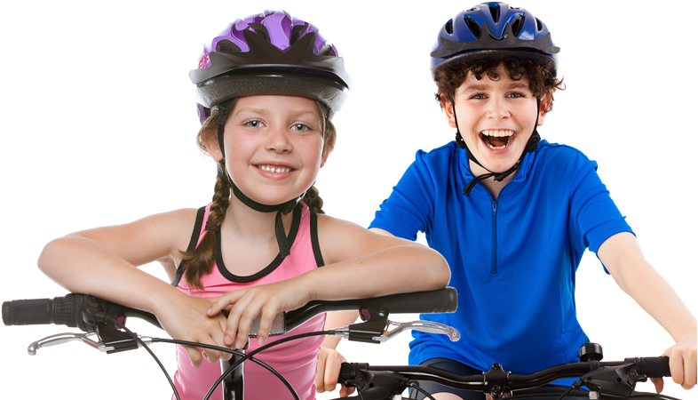 Happy Children Biking Together