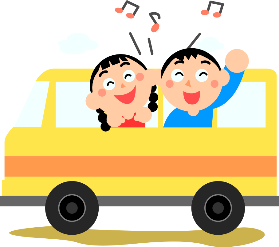 Happy Children Car Ride Cartoon