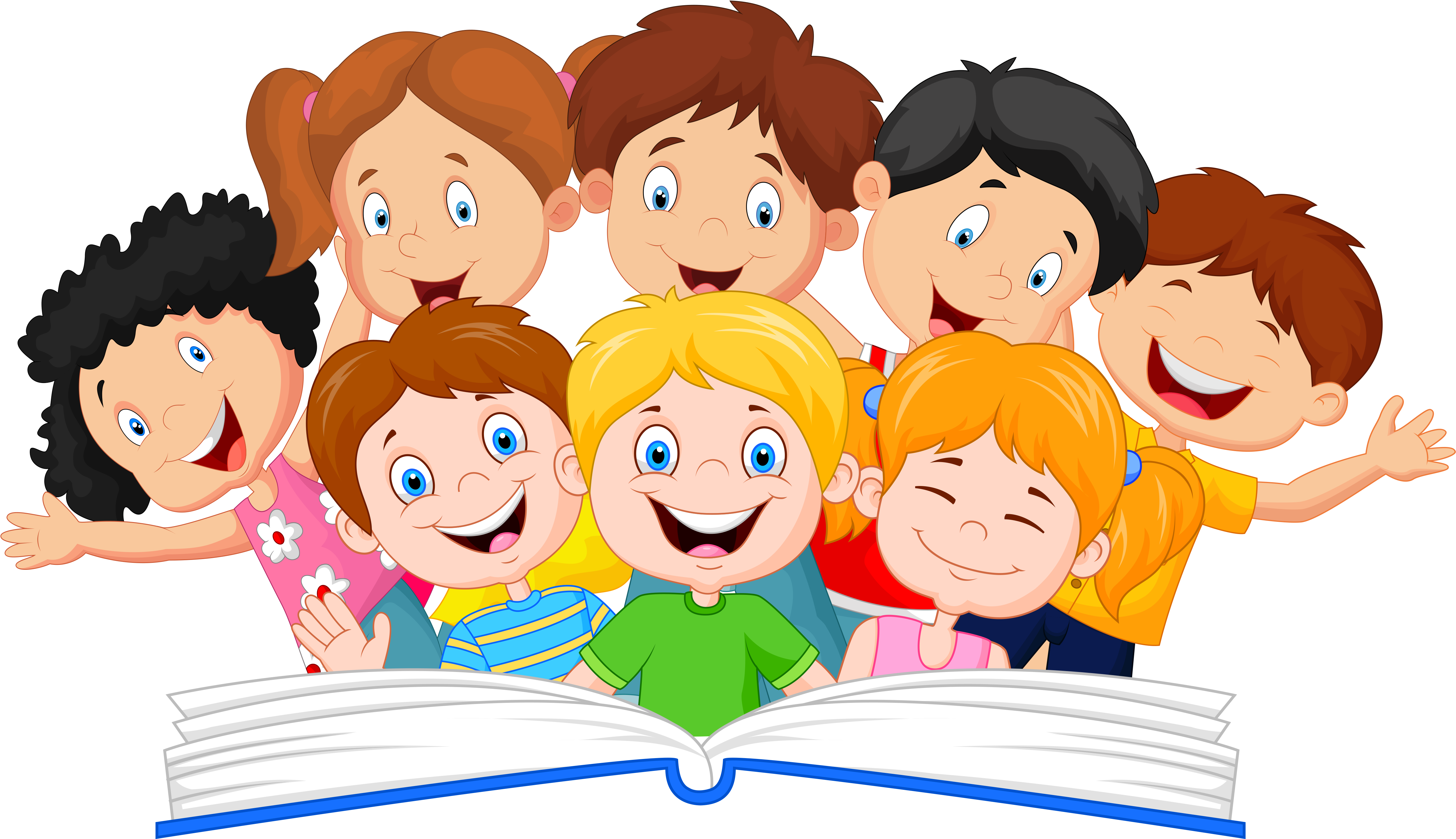 Happy Children Reading Book
