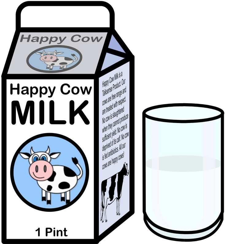 Happy Cow Milk Cartonand Glass