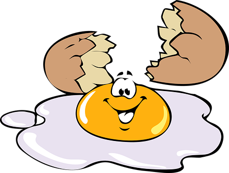 Happy Cracked Egg Cartoon