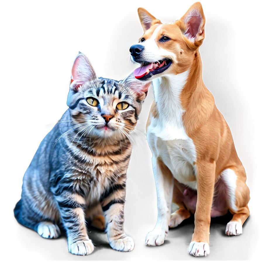 Happy Dog And Cat Png Wyb