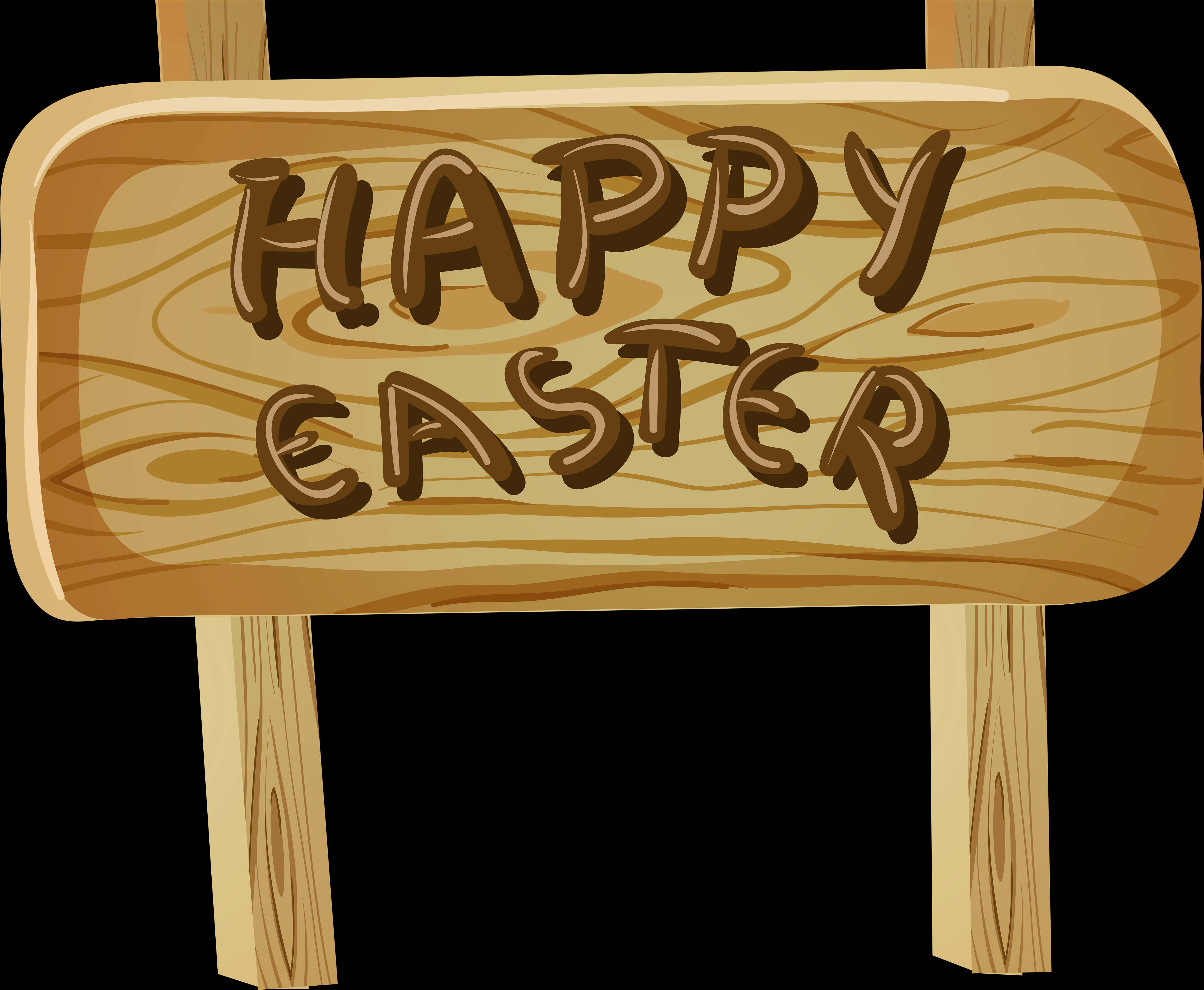 Happy Easter Wooden Sign Illustration