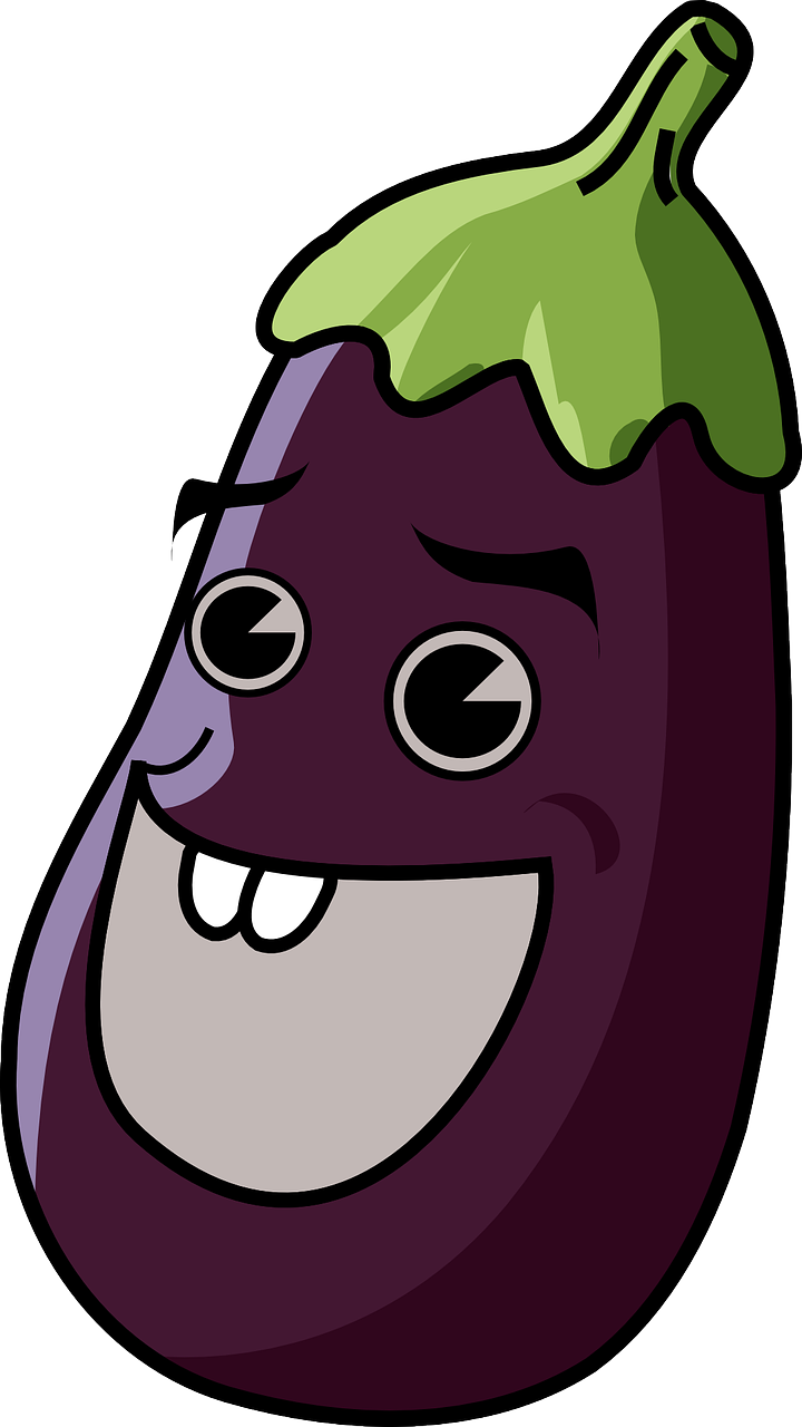 Happy Eggplant Cartoon Character