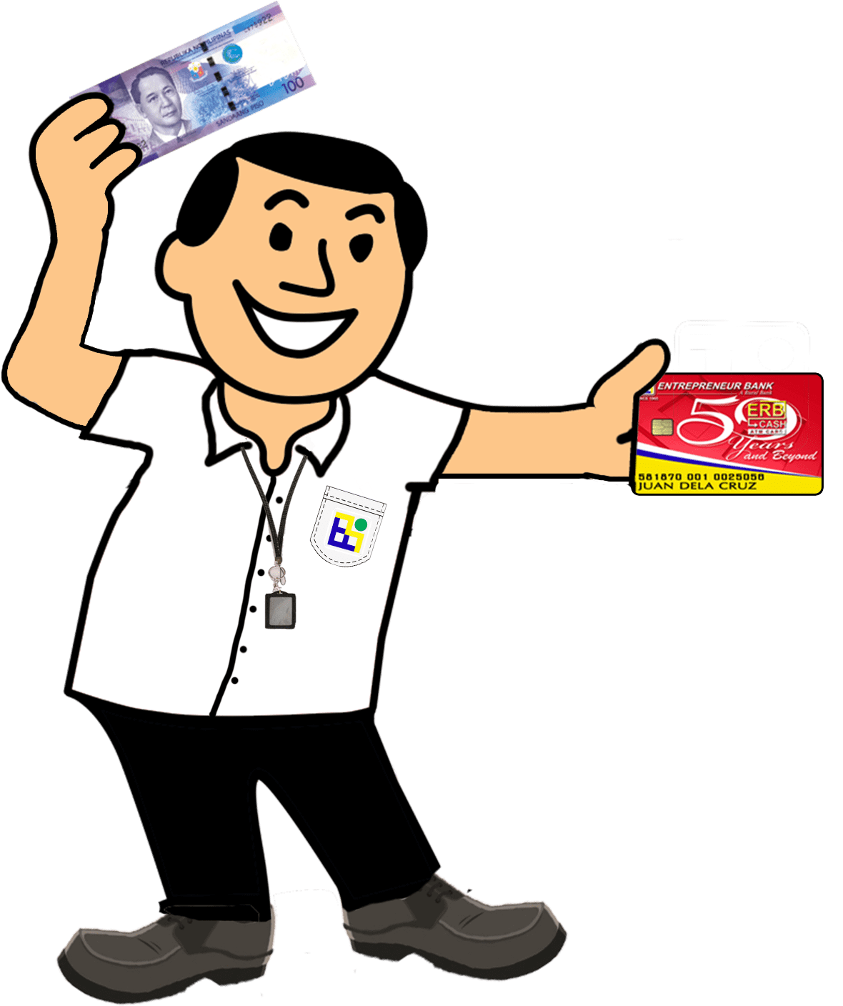 Happy Entrepreneur Holding Moneyand Credit Card