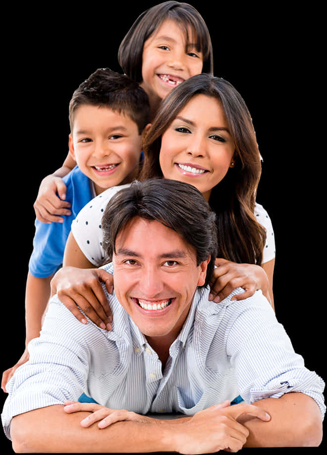 Happy Family Portrait Black Background