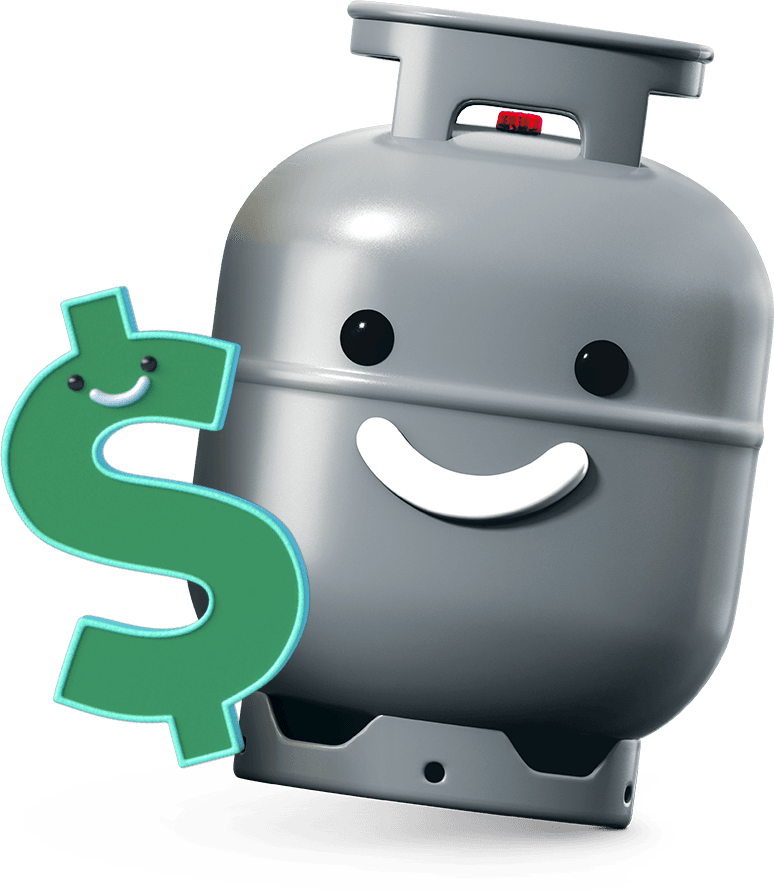 Happy Gas Cylinder With Dollar Sign