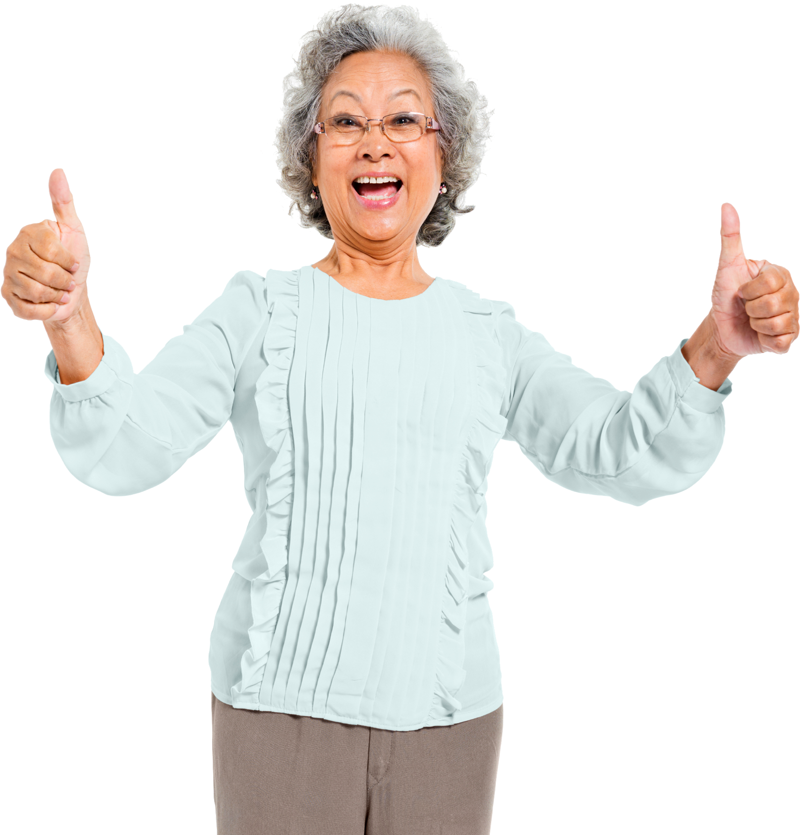 Happy Grandmother Giving Thumbs Up