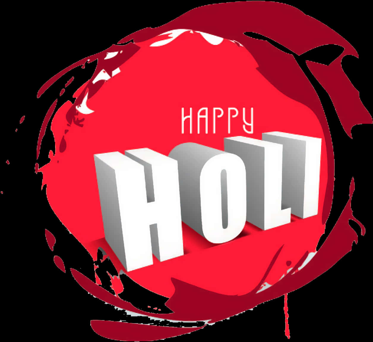 Happy Holi3 D Text Celebration