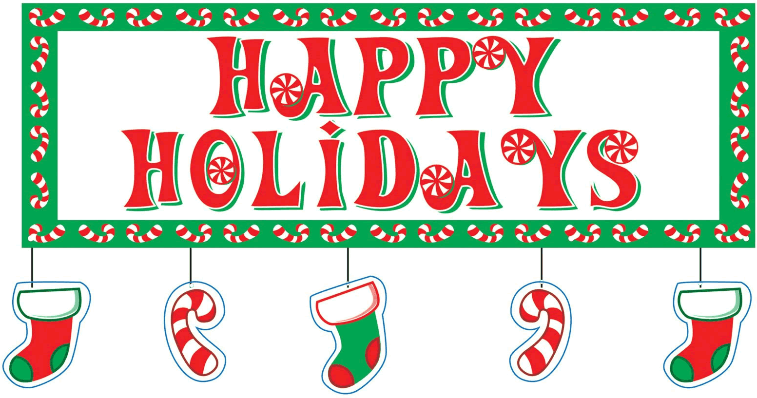 Happy Holidays Candy Cane Banner