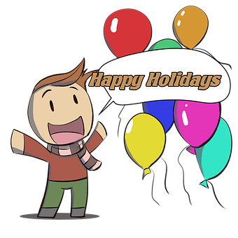 Happy Holidays Cartoon Character Balloons