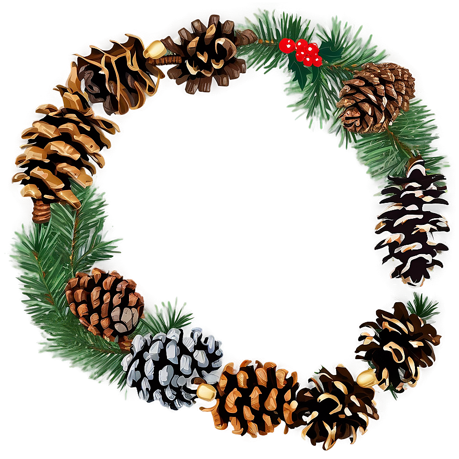 Happy Holidays Pine Cone Garland Png 05232024