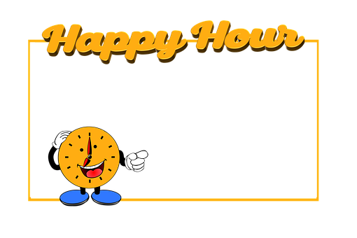 Happy Hour Clock Character Graphic