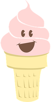 Happy Ice Cream Cone Character