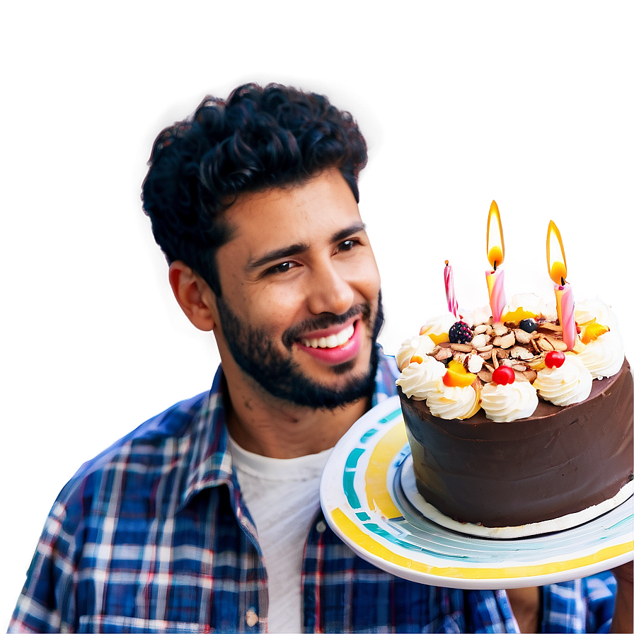 Happy Man With Cake Png 1