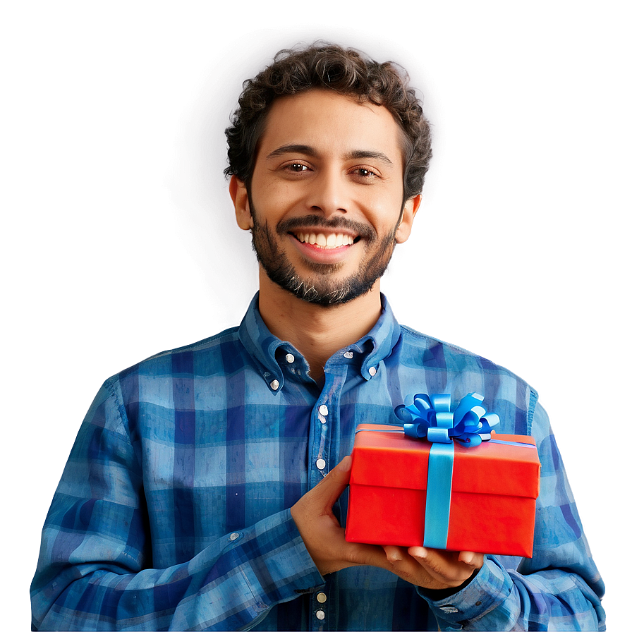 Happy Man With Gift Png 06272024