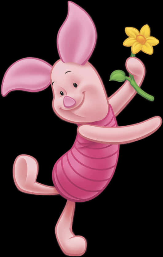 Happy Pigletwith Flower