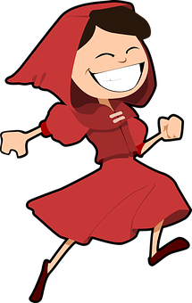 Happy Red Cloak Cartoon Character