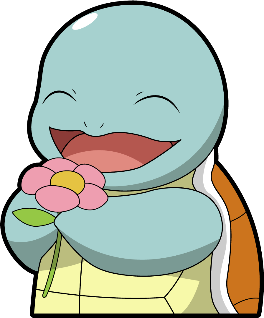 Happy Squirtle With Flower.png