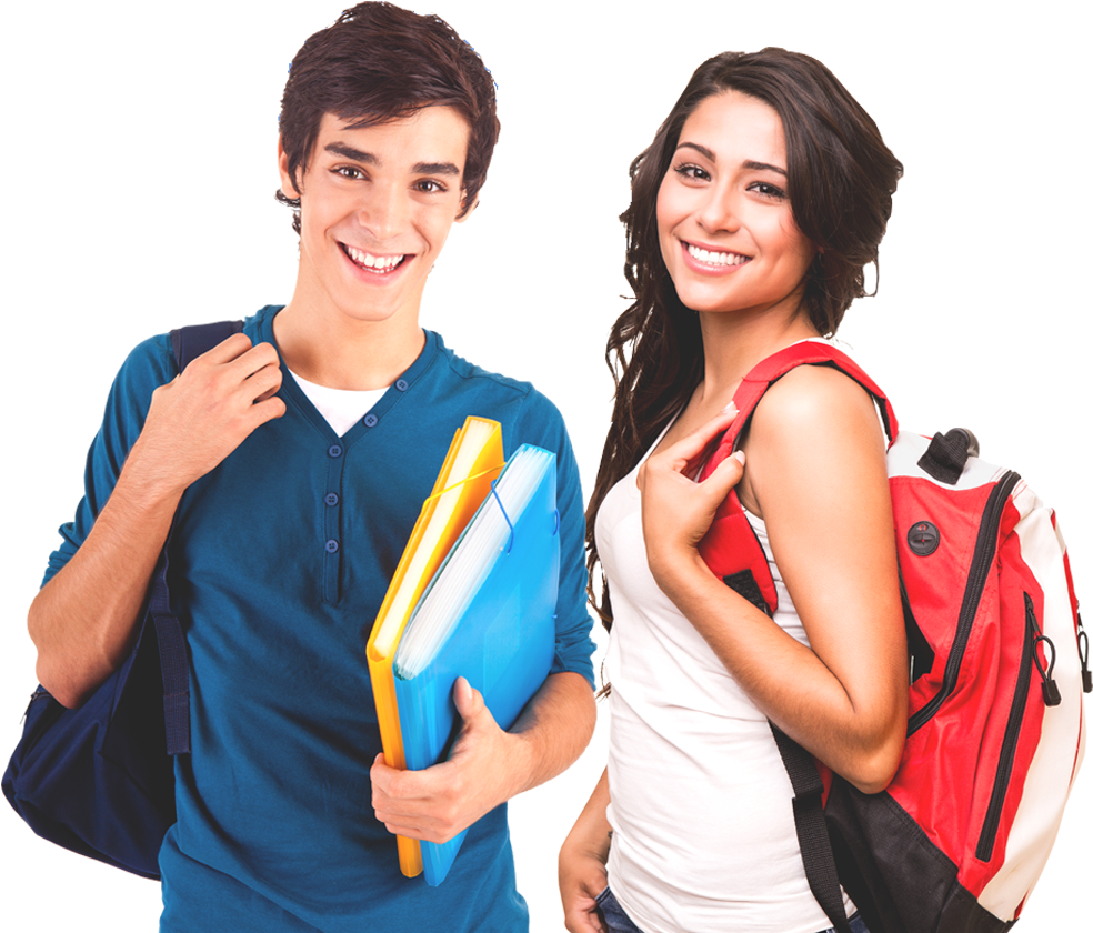 Happy Studentswith Booksand Backpacks