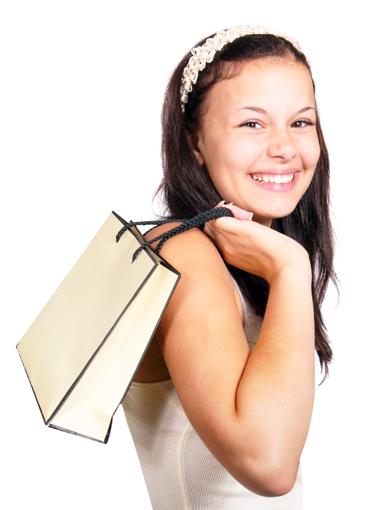Happy Teen Girl Shopping Bag