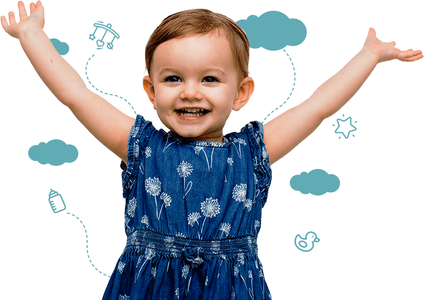 Happy Toddler In Blue Dress