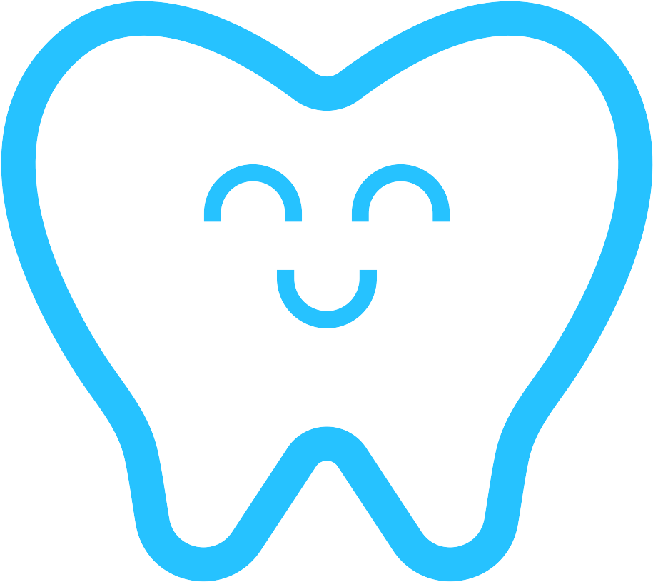 Happy Tooth Icon Blue Outline
