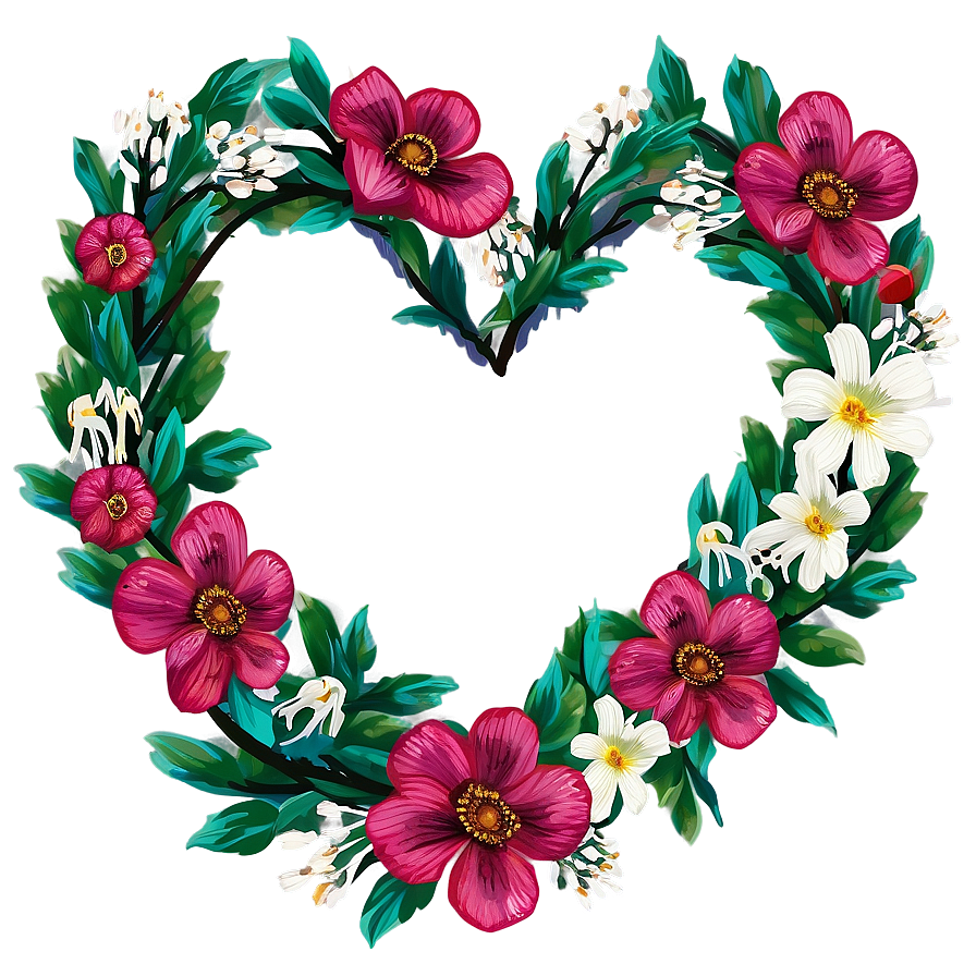 Happy Valentines Floral Heart Wreath Png 06262024