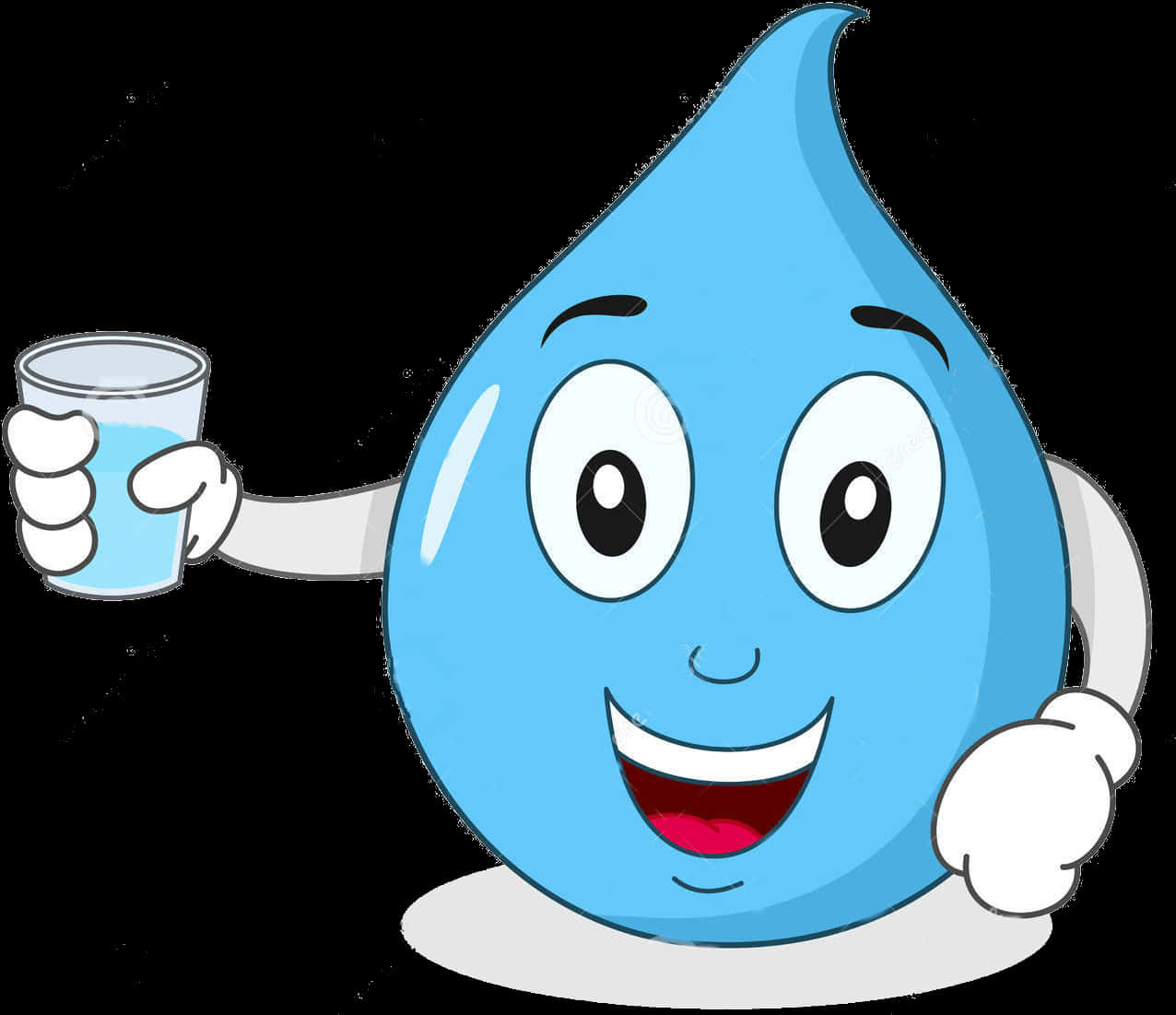 Happy Water Drop Cartoon Character